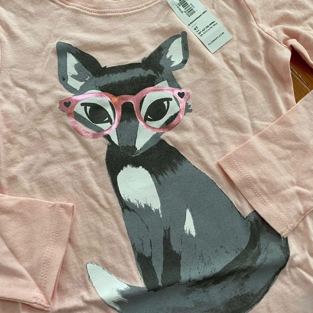 NWT girls pink long sleeve fox shirt - Picture 2 of 2